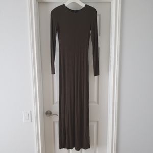 Olive Ribbed Maxi Dress